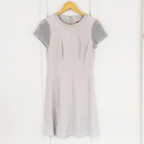 Rebecca Taylor Dresses & Skirts - Rebecca Taylor Gray Dress w/Leather Sleeves